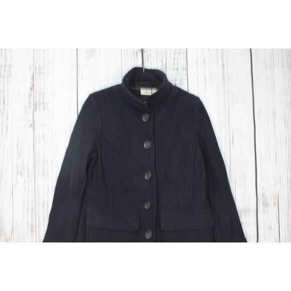 LL Bean Bellandi Boiled Wool Coat Jacket Blue Size M - Picture 2 of 10